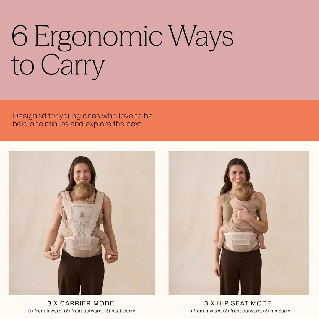 Ergobaby Alta Hip Seat Babytrage mit Babyhüftsitz für Babys und Kleinkinder ab 4 Monaten (5,5 kg - 2