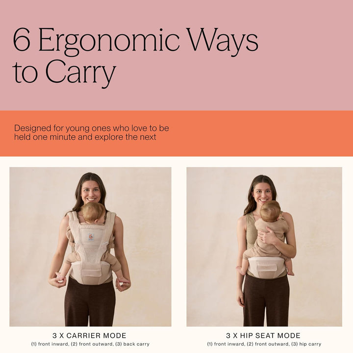 Ergobaby Alta Hip Seat Babytrage mit Babyhüftsitz für Babys und Kleinkinder ab 4 Monaten (5,5 kg - 2