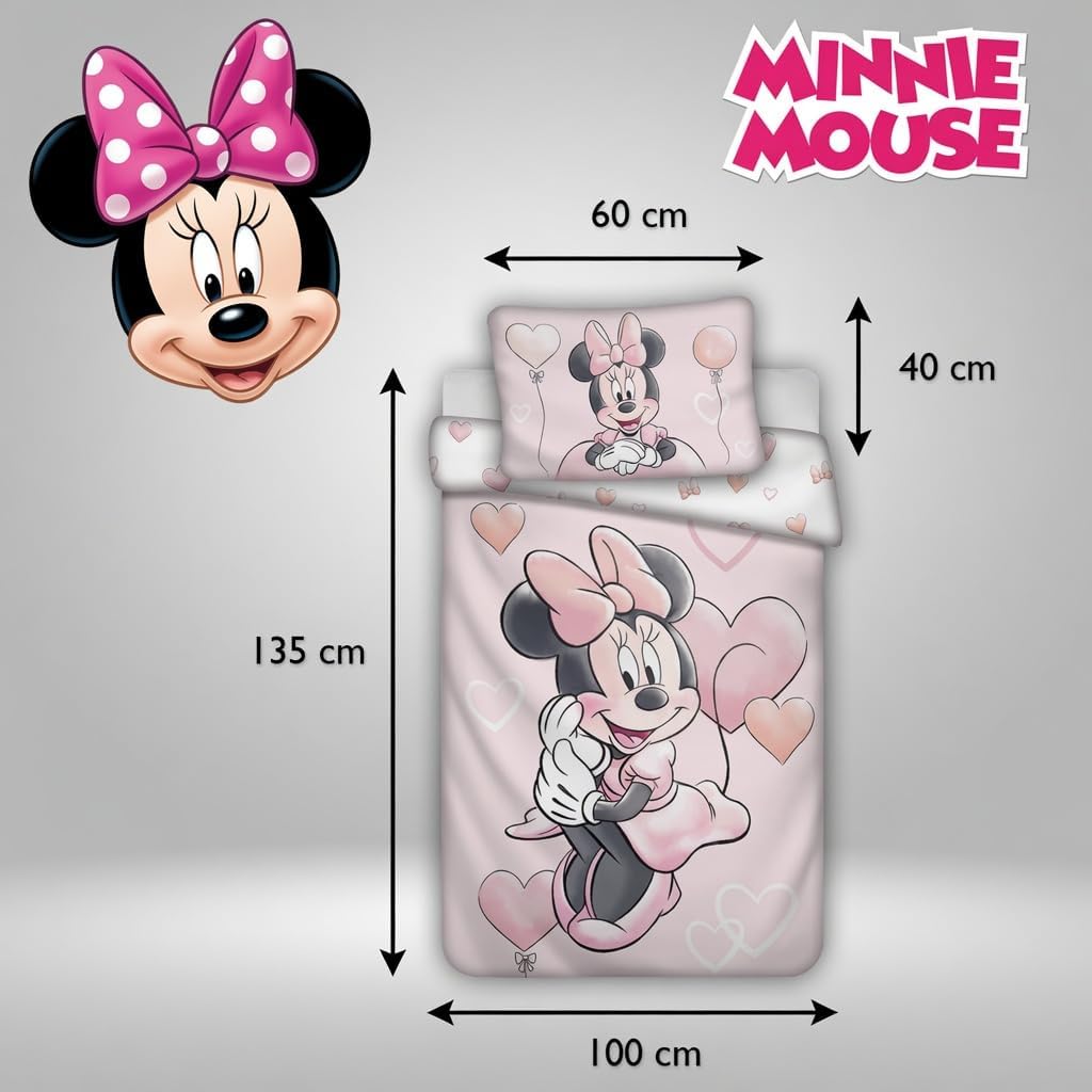 Jerry Fabrics Bettwäsche Minnie Balloon für Kinderbett oder Junior, 100 % Baumwolle, Bettbezug 100 x