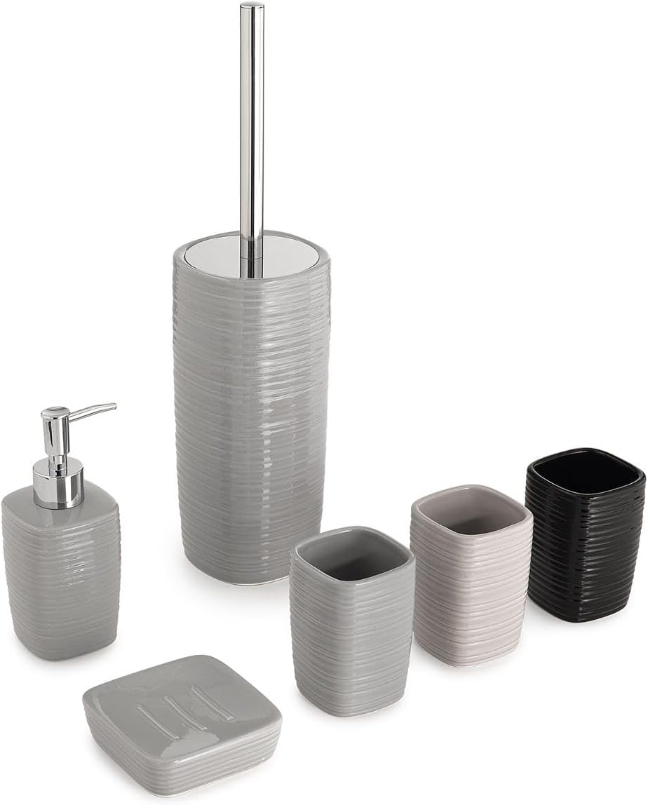 Kiamami Valentina - Schwarze Keramik - Toilettenbürstengarnitur | Calla Schwarz Toilettenbürste, Sch