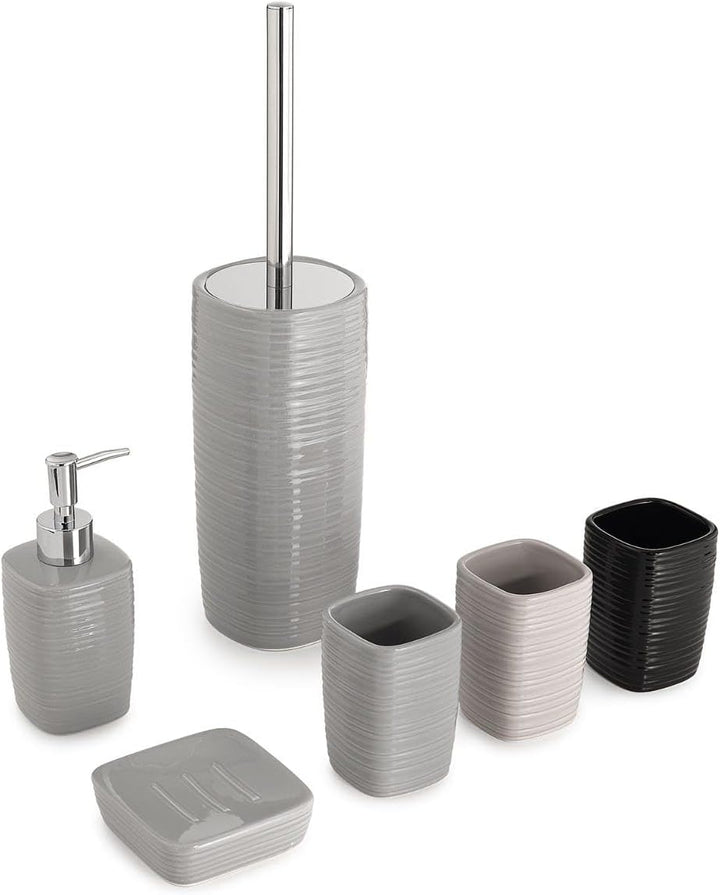 Kiamami Valentina - Schwarze Keramik - Toilettenbürstengarnitur | Calla Schwarz Toilettenbürste, Sch
