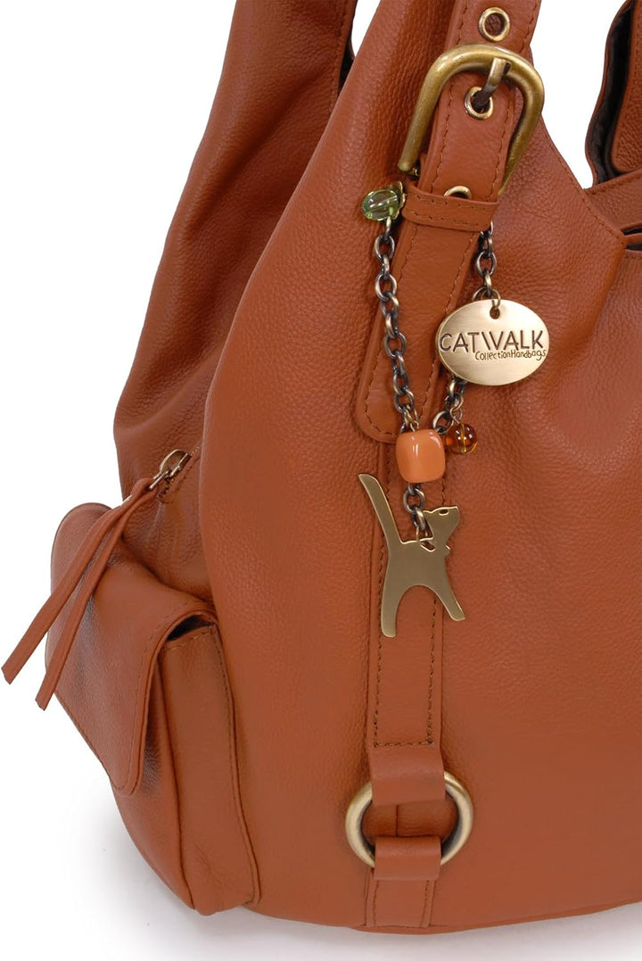 Catwalk Collection Handbags - Leder - Umhängetasche/Schultertasche - ALEX Hellbraun, Hellbraun