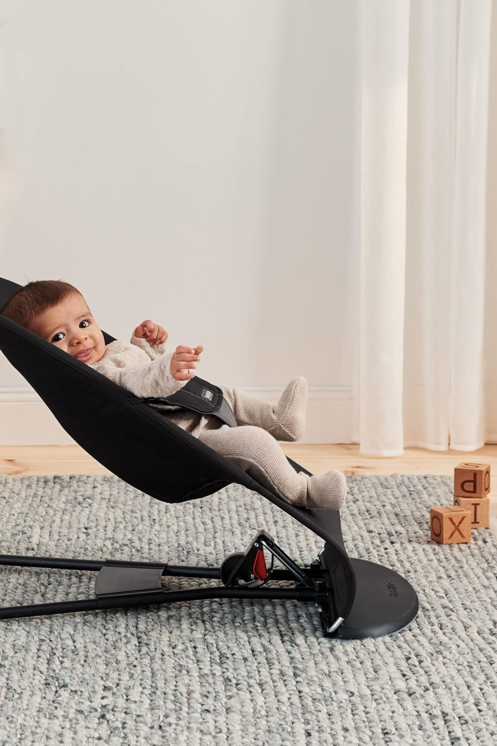 BabyBjörn Bouncer Balance Soft, Baumwolle, Schwarz/Dunkelgrau Gewebt schwarz / dunkelgrau, Gewebt sc