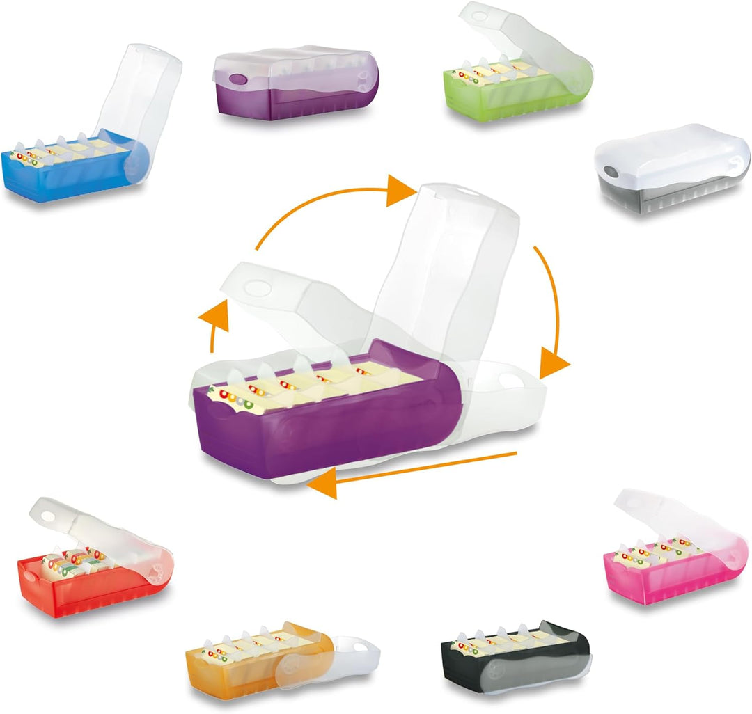 HAN Lernkarteibox CROCO, einfach Vokabeln lernen mit 5-Fächer-Lernsystem, DIN A8 Karteikasten für 50