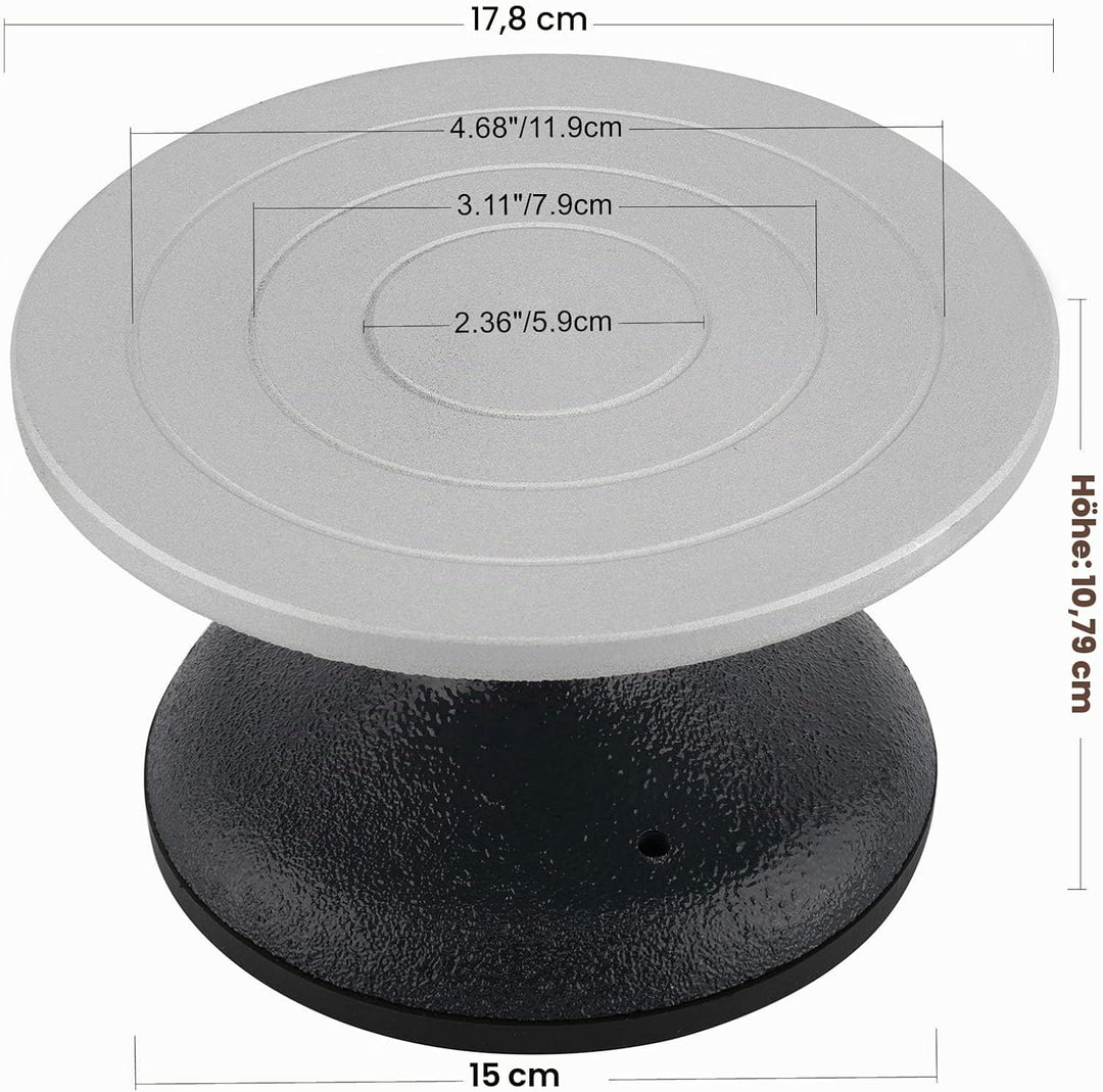 Homtone Drehbare Töpferscheibe mit Metallplatte aus Stahl, 18cm Durchmesser Skulptur-Töpferscheibe,