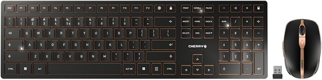 CHERRY DW 9000 Slim, Kabelloses Tastatur- und Maus-Set, EU-Layout (QWERTY), Bluetooth & 2,4 GHz Funk