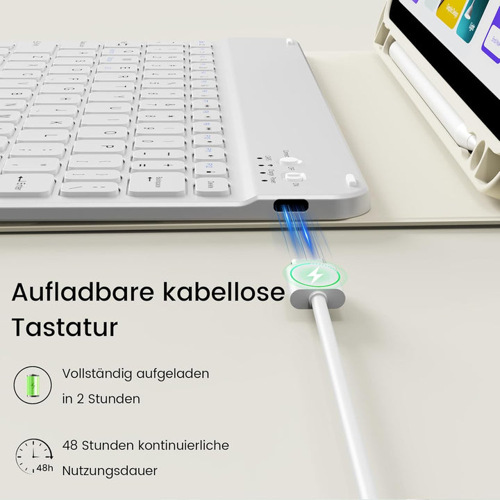 Hülle mit Tastatur für iPad A16 11 Generation 2025 (11 Zoll), iPad 10 Generation 2022 (10.9 Zoll) mi