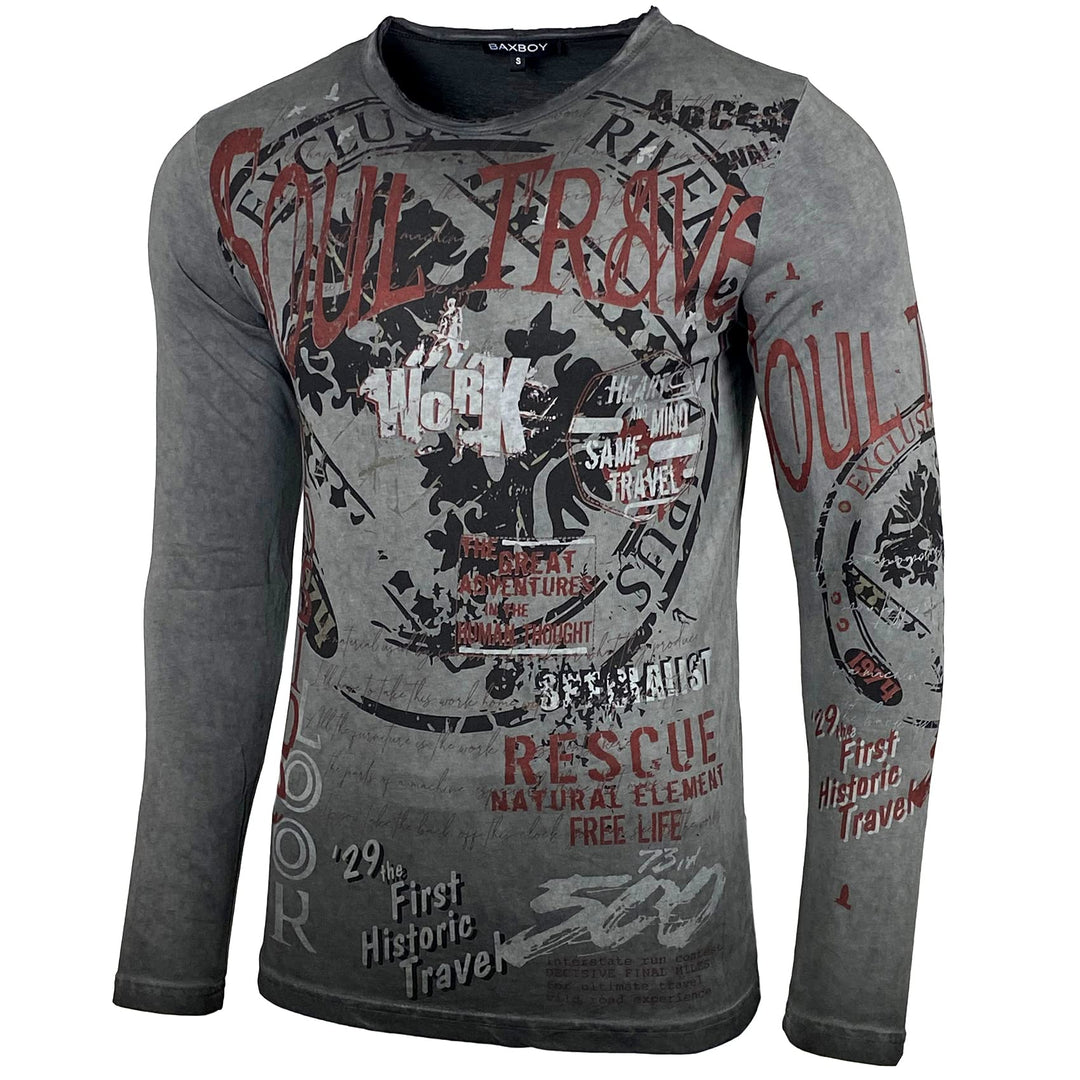 Baxboy Herren Longsleeve T-Shirt Moderner Männer Langarmshirt Langarm Sweatshirt 704 S Anthrazit, S