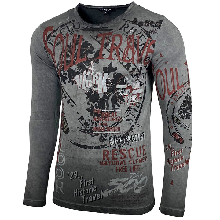 Baxboy Herren Longsleeve T-Shirt Moderner Männer Langarmshirt Langarm Sweatshirt 704 S Anthrazit, S