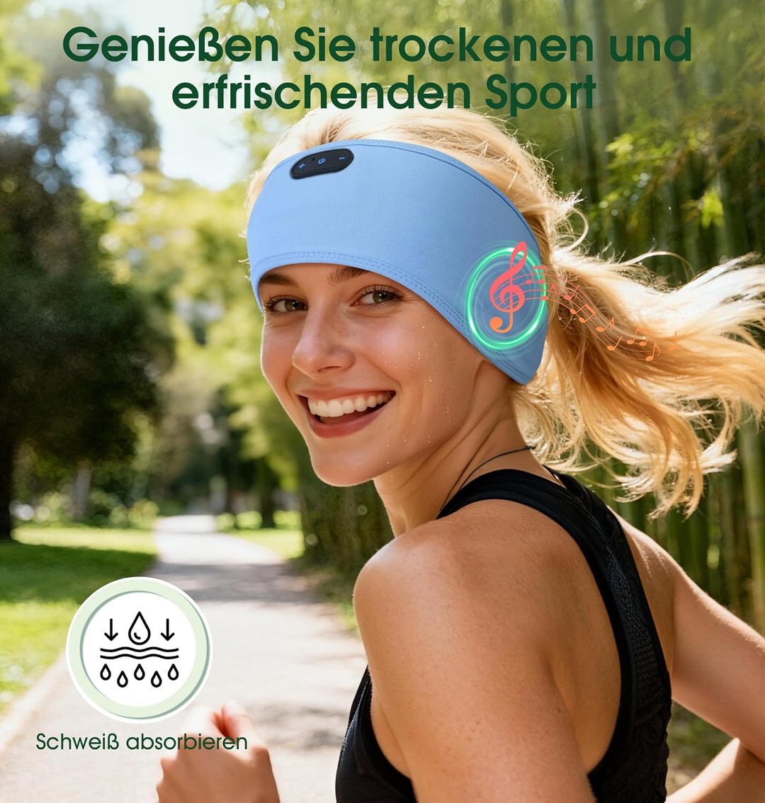 MUSICOZY Schlafkopfhörer Stirnband Bluetooth,Verbessert Kopfhörer Stirnband aus hautfreundlicher Bam