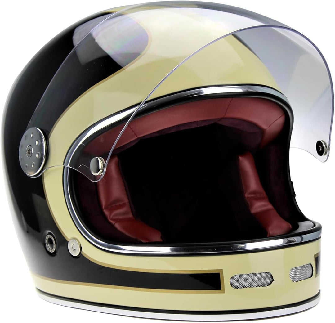 F656 Vintage Retro Full Face Motorcycle Helmets - Fibreglass Motorbike Helmets ECE Approved Crash He
