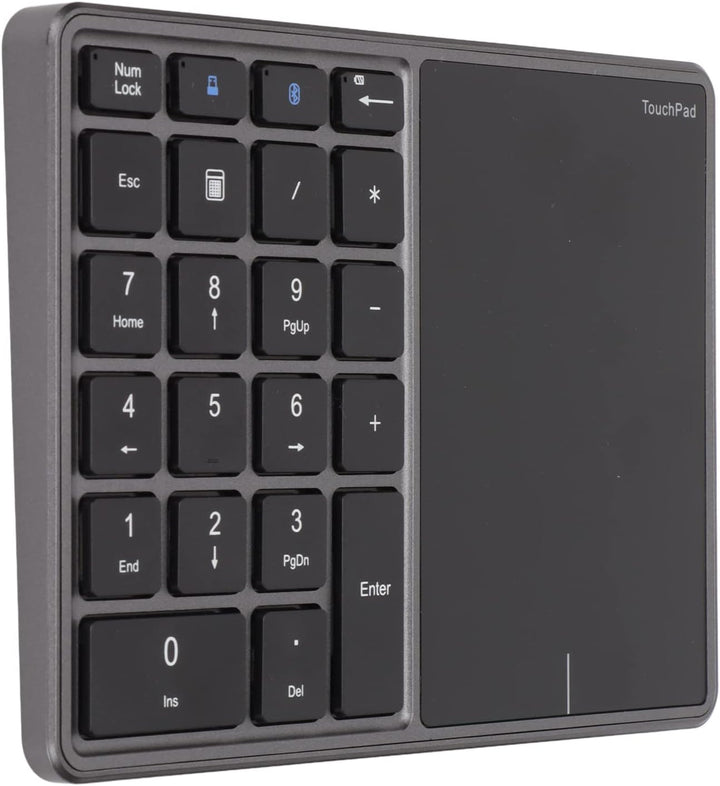 ASHATA Bluetooth Extended Numeric Keypad, Kabellose Nummer Tastatur mit Touchpad, wiederaufladbarer