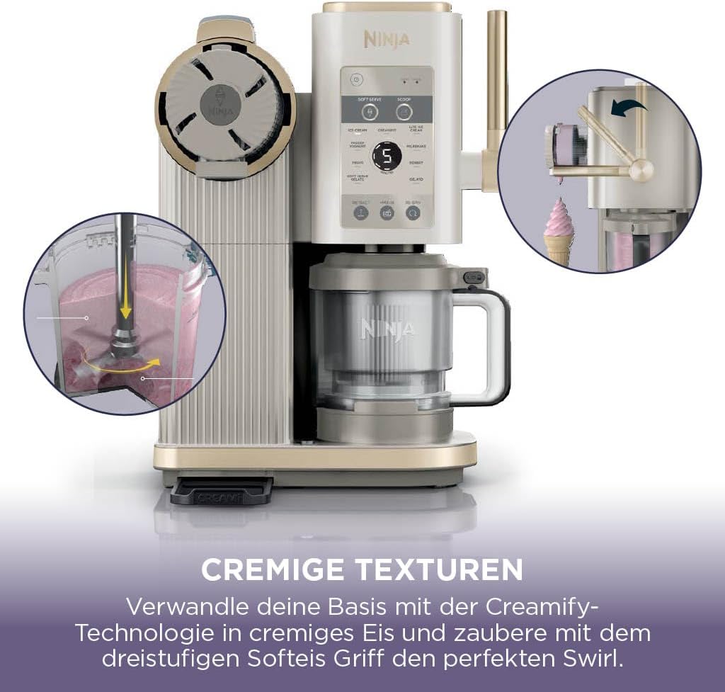 Ninja CREAMi Scoop & Swirl Eismaschine mit 2 Behältern, 13 Funktionen, für Eiscreme, Softeis, Gelato