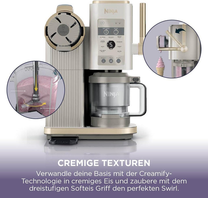 Ninja CREAMi Scoop & Swirl Eismaschine mit 2 Behältern, 13 Funktionen, für Eiscreme, Softeis, Gelato