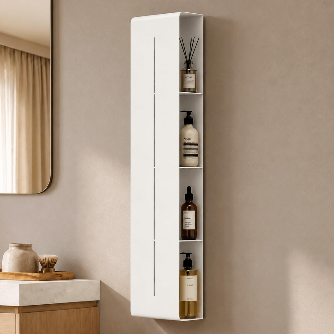 doporro Regal Schmal Weiss 4 Etagen, Badezimmer Regal Metall | Schmales Regal Badezimmer, Duschregal