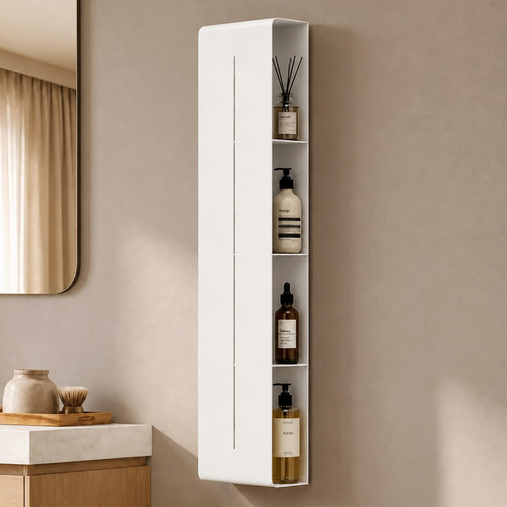 doporro Regal Schmal Weiss 4 Etagen, Badezimmer Regal Metall | Schmales Regal Badezimmer, Duschregal