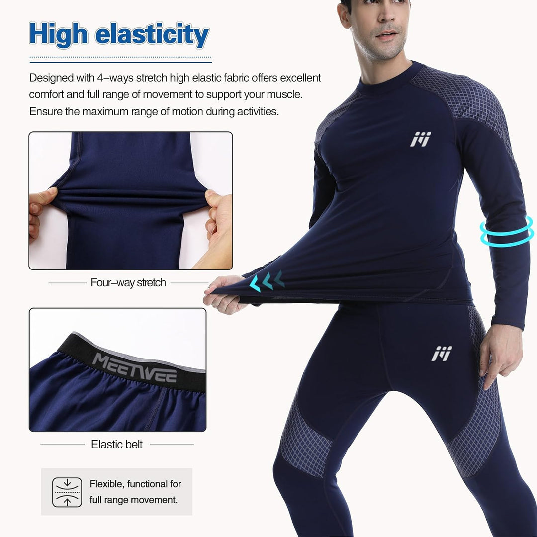 MEETWEE Thermounterwäsche Herren, Funktionsunterwäsche Winter Skiunterwäsche Suit Atmungsaktiv Therm