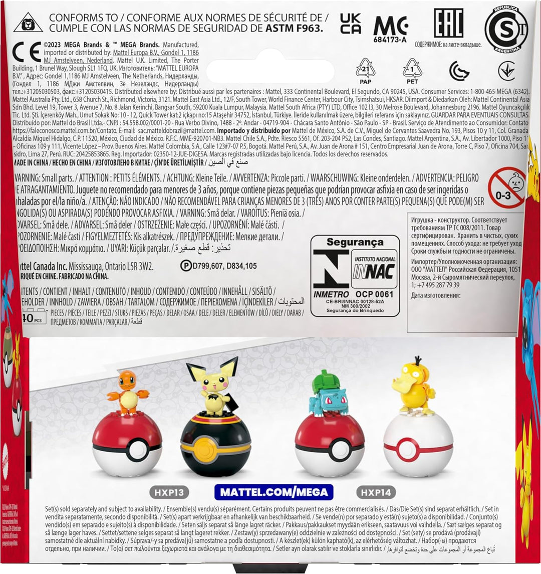 MEGA Pokémon Actionfigur Bauspielzeug-Set, zusammenbaubarer und beweglicher Pikachu und Zubat mit 40