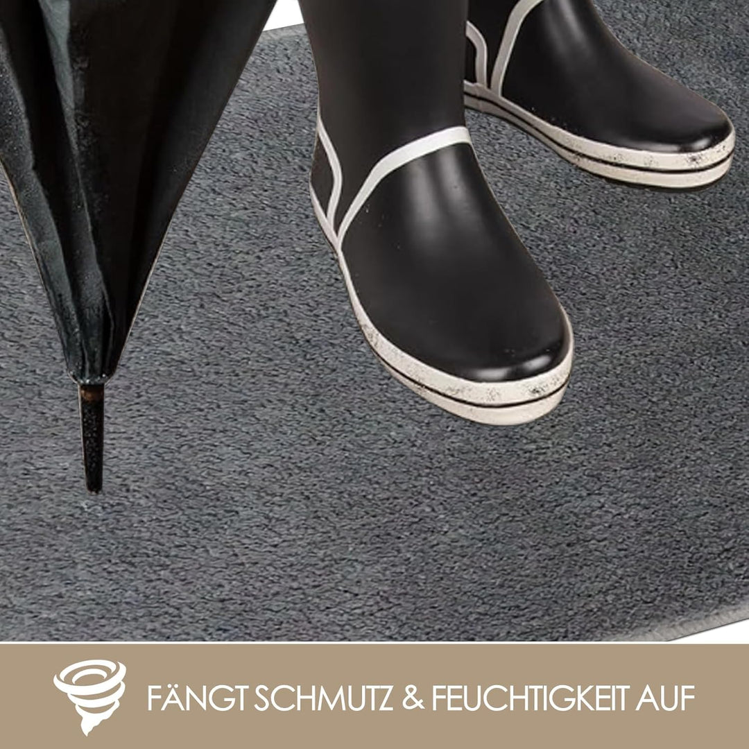 HiChiclife Türmatte 50x80 cm Dunkelgrau – Schmutzfangmatte Innen Waschbar mit Rutschfester TPE-Unter