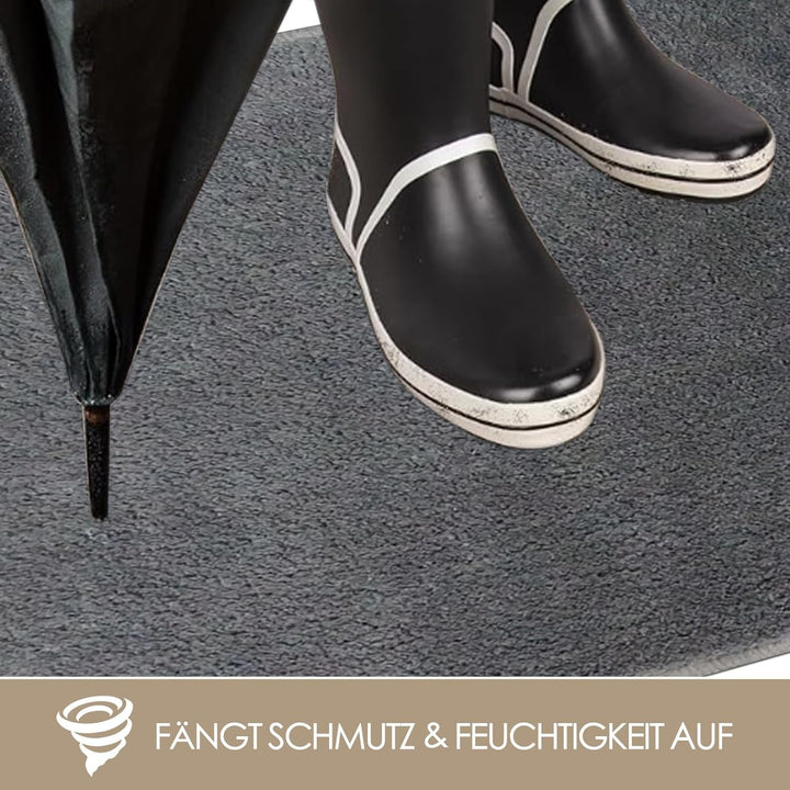 HiChiclife Türmatte 50x80 cm Dunkelgrau – Schmutzfangmatte Innen Waschbar mit Rutschfester TPE-Unter