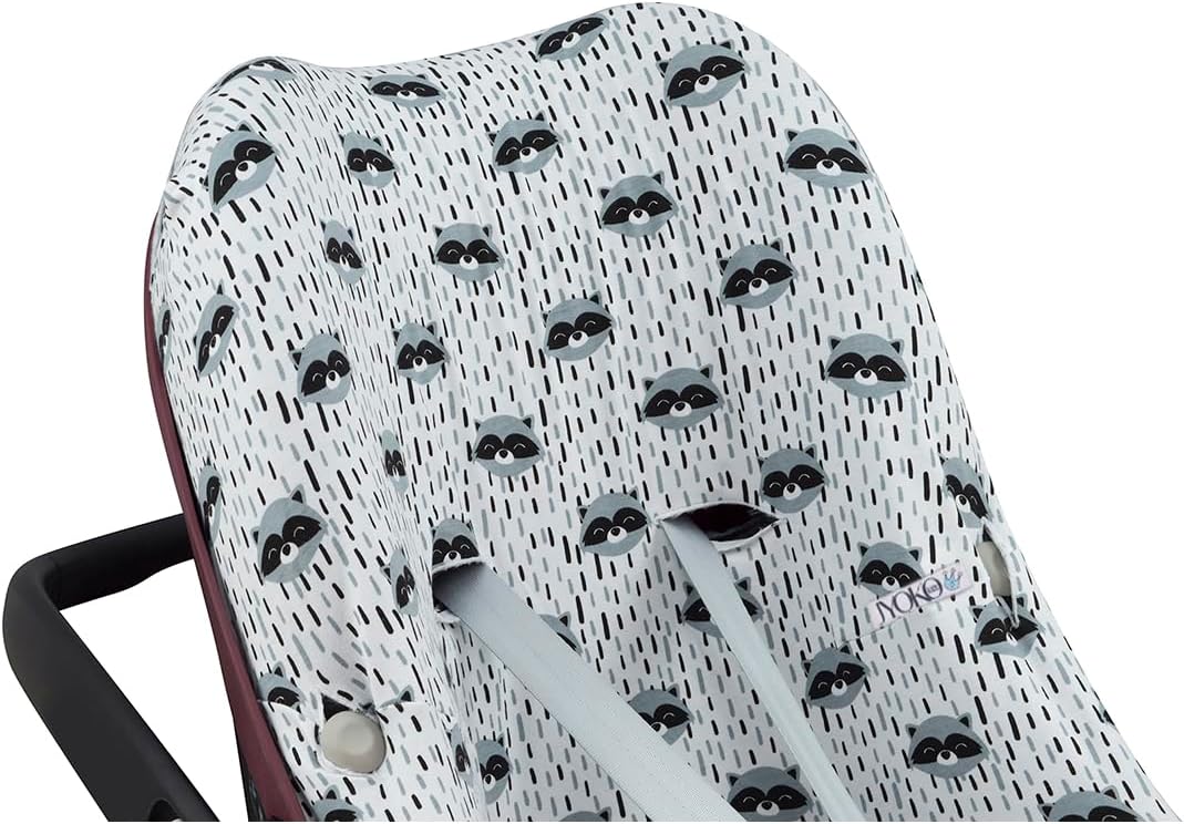 JYOKO Kids Baumwollbezug für Autositz kompatibel mit Pebble Maxi Cosi, Bebe Confort (Raccoon), Racco
