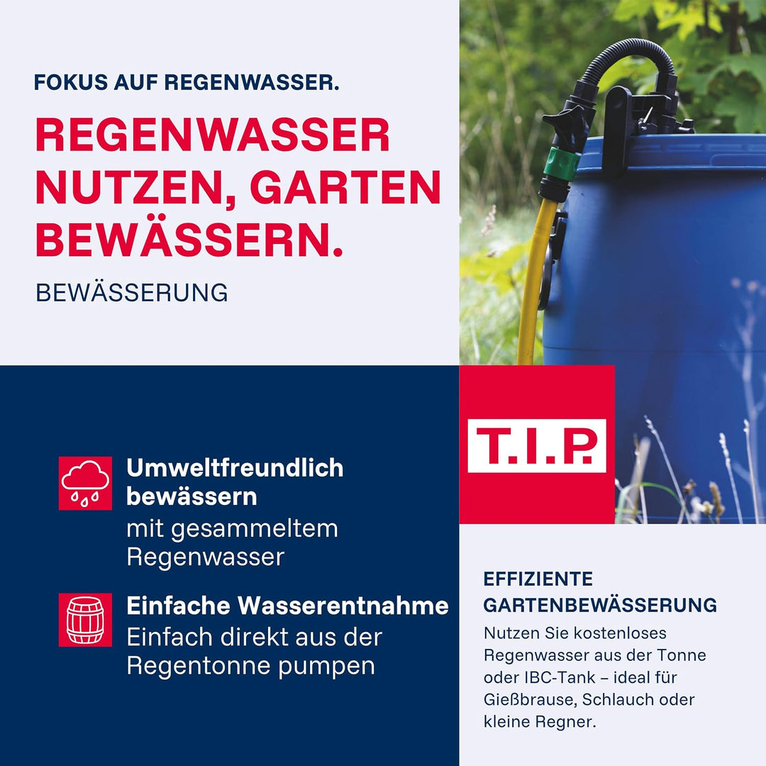 T.I.P. Tauchpumpe - Regenfasspumpe (2.700 l/h Fördermenge, mit Durchflussmengenregler, 13 m Förderhö