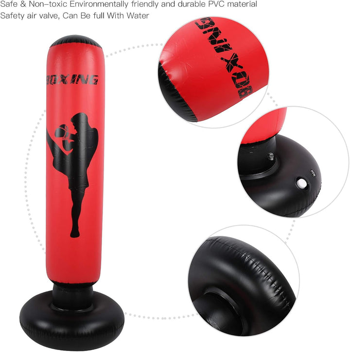 Aufblasbarer Fitness-Boxsack 170 cm Boxsäule Freistehender Tumbler Column Sandsack für Kinder Erwach