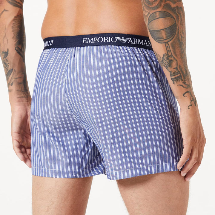 Emporio Armani Underwear Herren Yarn Dyed Woven Pyjama Boxer S Marin Vert. Stripe, S Marin Vert. Str