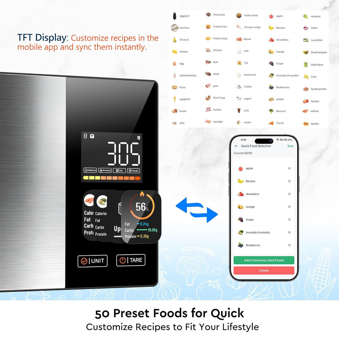 Smart Küchenwaage Kalorienzählung Ernährung Lebensmittelwaage mit kostenloser App & Bluetooth verfol