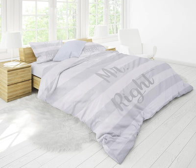 JACK 4 TLG Satin Bettwäsche Partnerbettwäsche 135x200cm Mr. Right + Mrs. Always Right