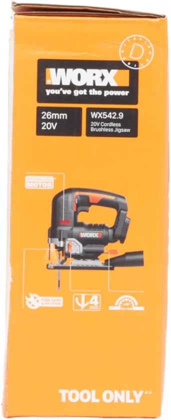 WORX NITRO WX542.9 Akku-Pendelhub-Stichsäge 20V - Bürstenloser Motor - Profi Stichsäge Mit Absaug-Ad