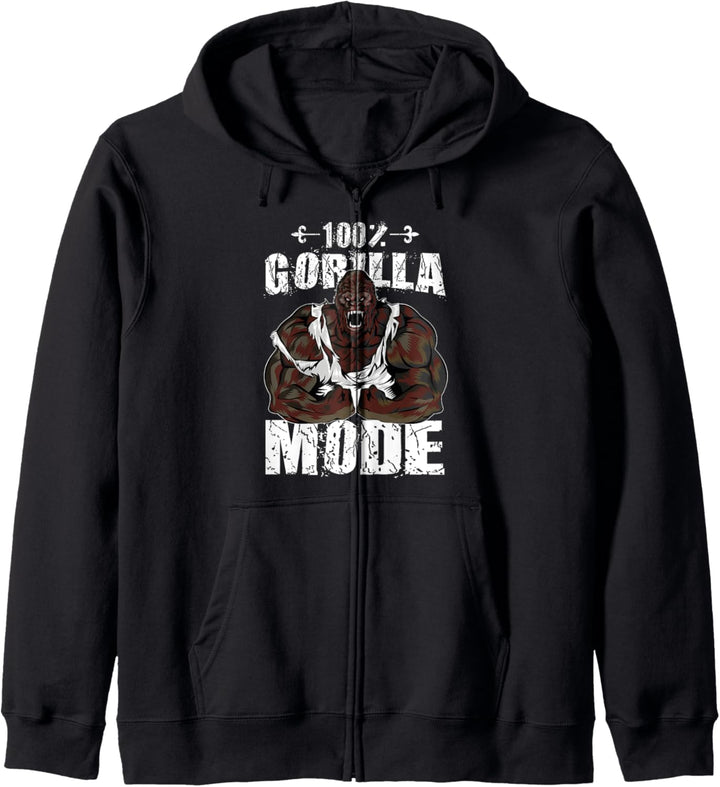 Gorilla Mode Workout Hantel Beast Gym Fitness Bodybuilding Kapuzenjacke