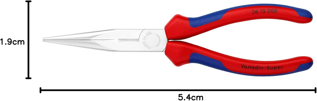 Knipex Flachrundzange mit Schneide (Storchschnabelzange) verchromt, mit Mehrkomponenten-Hüllen 200 m