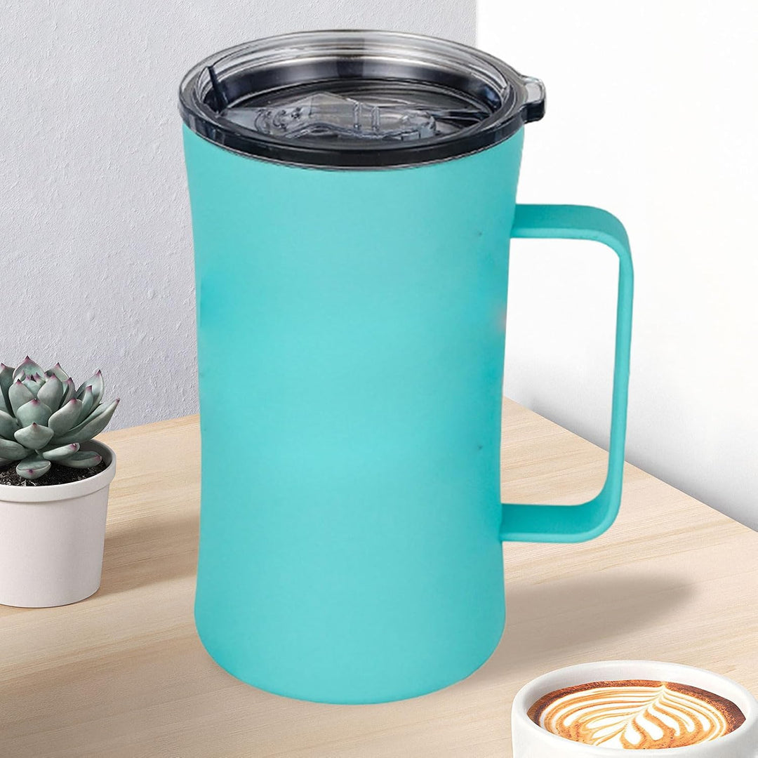Thermo Becher Mit Griff, Edelstahl Becher Mit Deckel, Spritzwassergeschützter Isolierbecher Für Heis