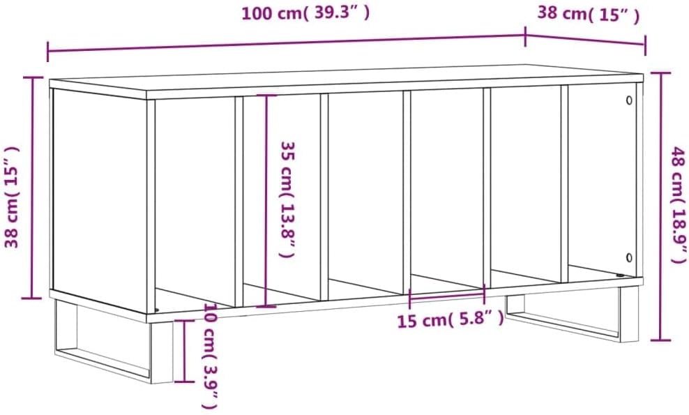 vidaXL Plattenschrank Sonoma-Eiche 100x38x48 cm Holzwerkstoff Sonoma Eiche, Sonoma Eiche