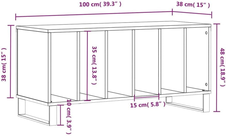 vidaXL Plattenschrank Sonoma-Eiche 100x38x48 cm Holzwerkstoff Sonoma Eiche, Sonoma Eiche