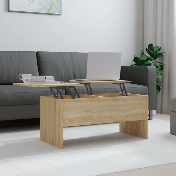 WIFESE Couchtisch Höhenverstellbar 102x50,5x46,5 cm Beistelltisch Holz Wohnzimmertisch Modern Stilvo