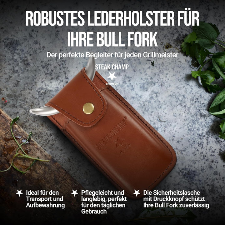 Steak Champ Leder Holster für Bull Fork Fleischgabel: Ledertasche für Gabel, zum Befestigen am Gürte