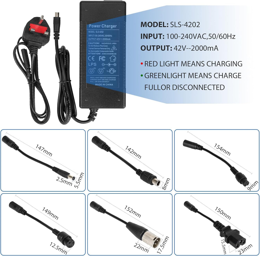 Ladegeräte für Scooter，42V 2A E Scooter Ladegeräte，36V Elektroroller Universal Lithium Batterie Lade