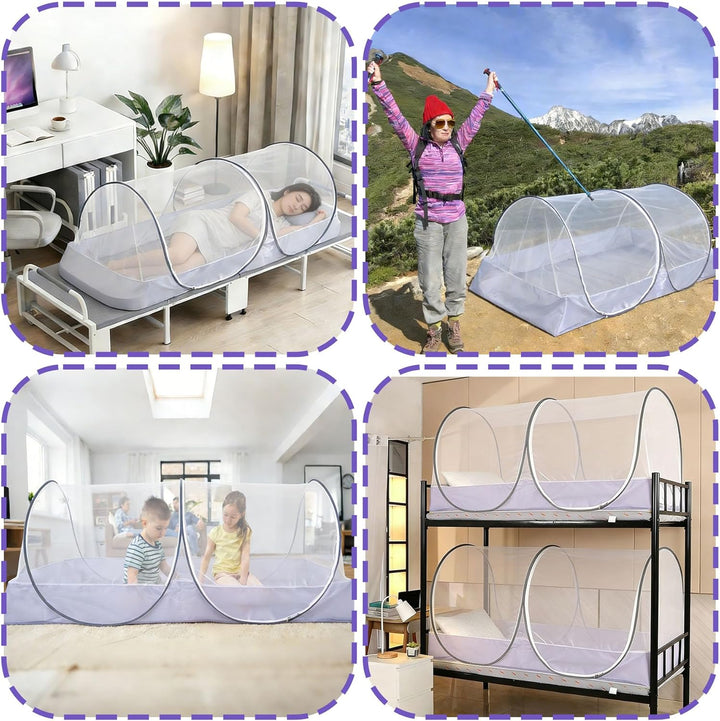 Moskitonetz Pop Up 100x200x73cm, Moskitonetz Bett klappbar, Mosquito Net imprägniert für Outdoor Ind