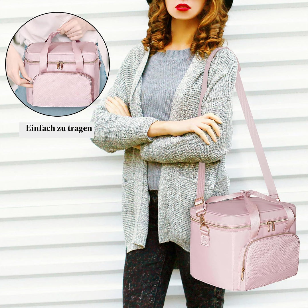 Makeup Tasche Reisetasche mit 2 einzelnen Kosmetiktaschen, grosser Makeup Organizer für Frauen, Rosa