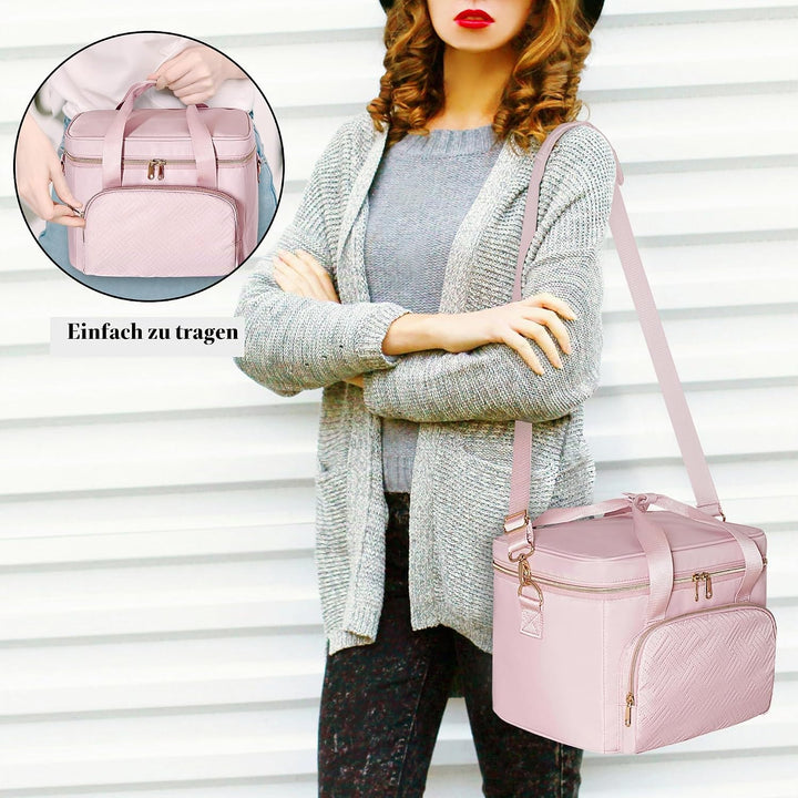 Makeup Tasche Reisetasche mit 2 einzelnen Kosmetiktaschen, grosser Makeup Organizer für Frauen, Rosa
