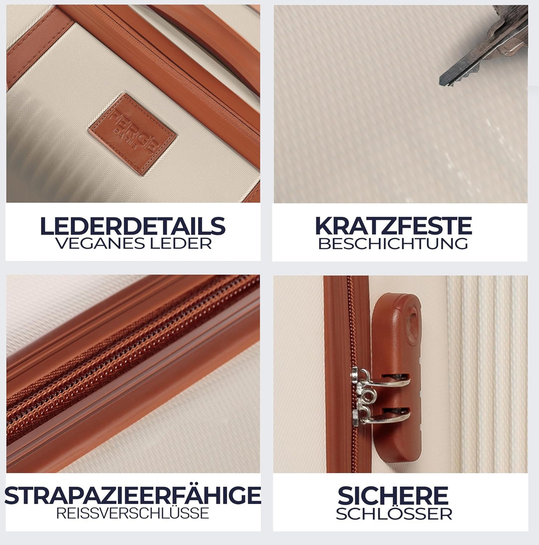 FERGÉ Kofferset Hartschale 5-teilig Milano 3 Grössen Hartschalenkoffer Set + Reisetasche + Kulturbeu
