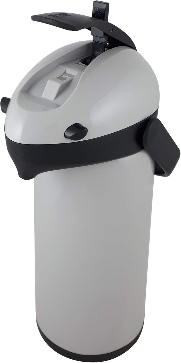 Helios Pump-Isolierkanne Airpot, 1,9 Liter, Kunststoff, grau/schwarz, Einhandbedienung 1,9 Liter Gra