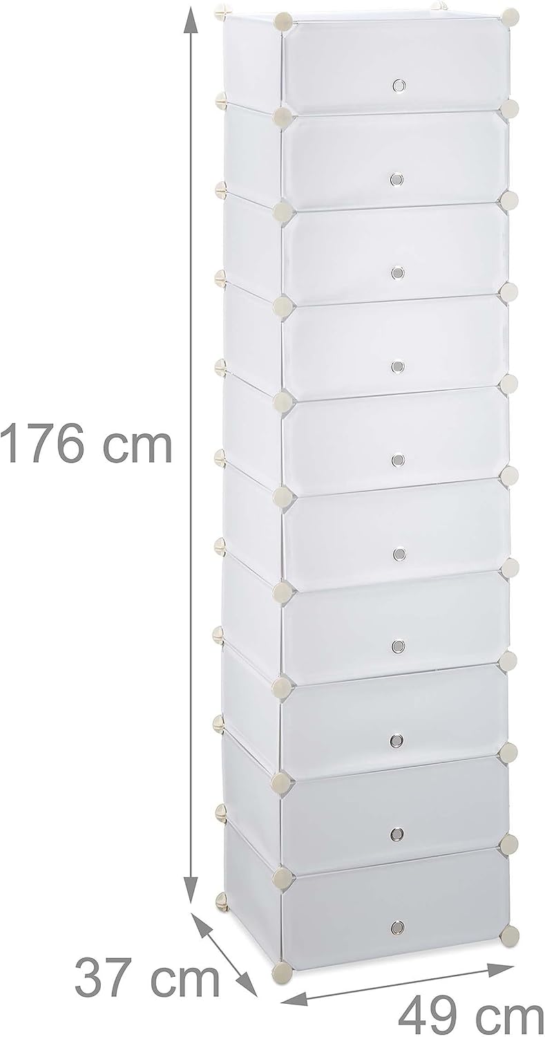 Relaxdays Schuhregal 10 Ebenen, Schuhschrank gross, Steckregal platzsparend, Regal DIY, HxBxT 176 x