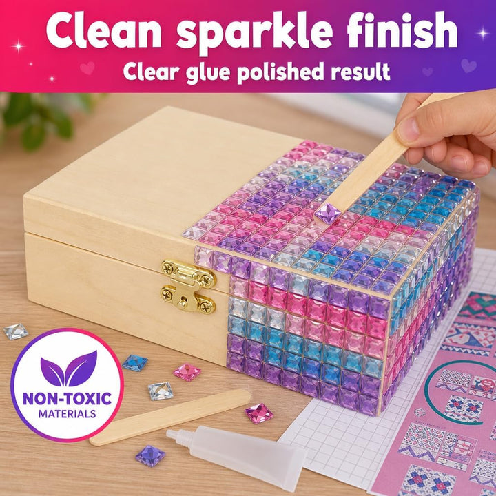 PURPLE LADYBUG Schmuckkästchen Mosaik Bastelset - Geschenk für Kinder ab 6 Jahre, Geschenk für Mädch