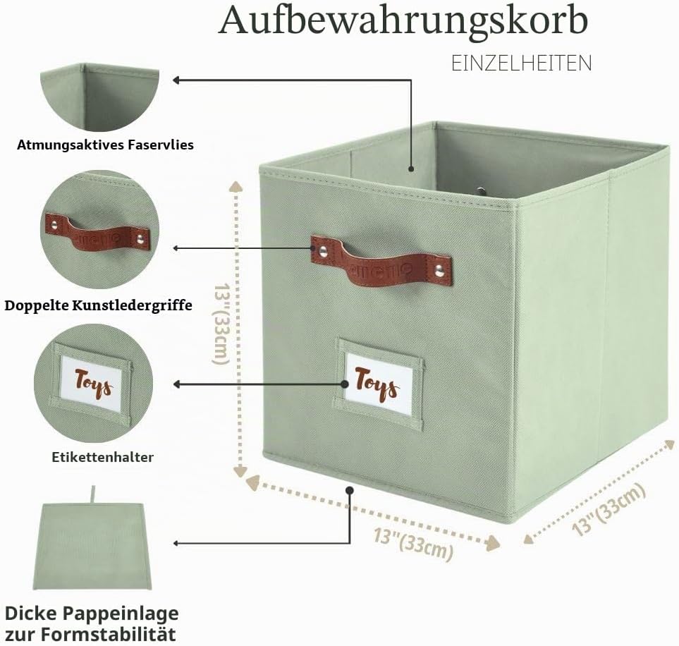 DECOMOMO Aufbewahrungswürfel, 33 x 33 x 33 cm, Aufbewahrungswürfel mit Etiketten, Aufbewahrungsbehäl