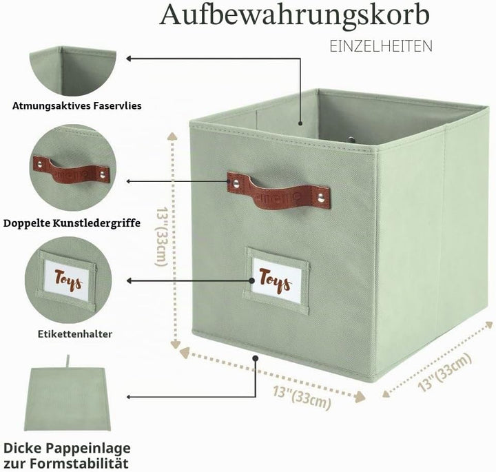 DECOMOMO Aufbewahrungswürfel, 33 x 33 x 33 cm, Aufbewahrungswürfel mit Etiketten, Aufbewahrungsbehäl