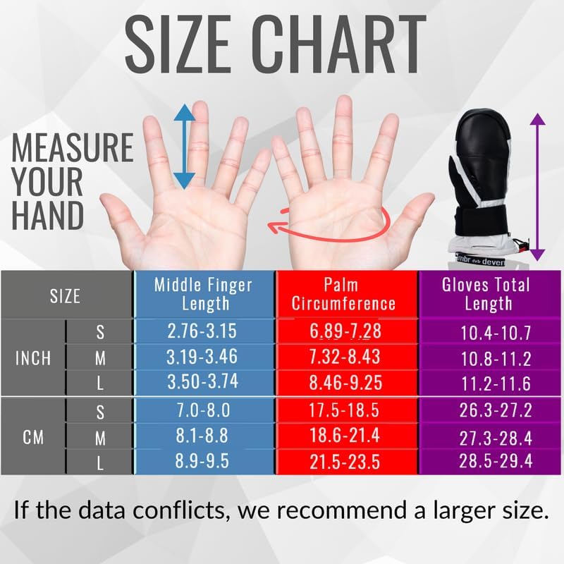 devembr Ski-Fäustlinge mit Handgelenkschützern, Warme Snowboard-Fäustlinge, Wasserdicht (S/M/L) Weis