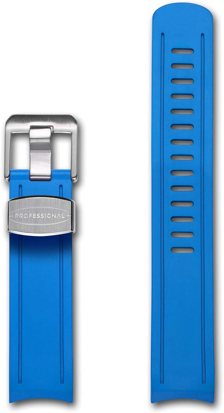 CRAFTER BLUE CB02 Uhrenarmband mit Rundanstoss Gummiband Ersatz für Seiko Sumo SPB101J1,SPB125J1, SP